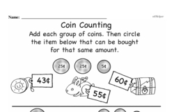 First Grade Money Math Worksheets - Adding Groups of Coins Worksheet #16