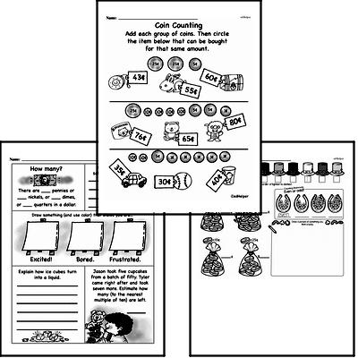 Money Math - Dimes Mixed Math PDF Workbook for First Graders