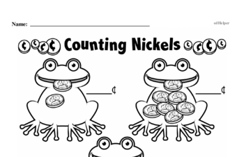 Money Math - Nickels Mixed Math PDF Workbook for First Graders