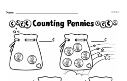 First Grade Money Math Worksheets - Pennies Worksheet #6