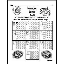 First Grade Number Sense Worksheets - Numbers 11 to 20 Worksheet #80