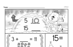 First Grade Number Sense Worksheets - Numbers 11 to 20 Worksheet #15