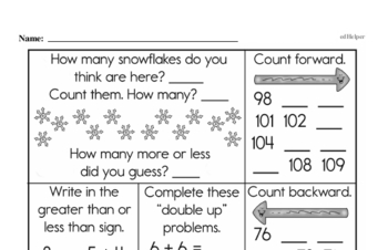 Number Sense - Three-Digit Numbers Mixed Math PDF Workbook for First Graders