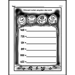 First Grade Number Sense Worksheets - Three-Digit Numbers Worksheet #6
