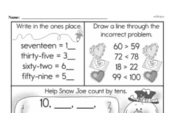 First Grade Number Sense Worksheets - Two-Digit Numbers Worksheet #24