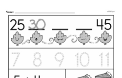 First Grade Number Pattern and Sequence Worksheets Worksheet #20