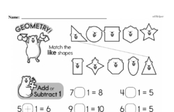 First Grade Subtraction Worksheets - Subtraction and Patterns of 1 Less Worksheet #1