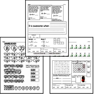 Subtraction - Subtraction within 10 Mixed Math PDF Workbook for First Graders