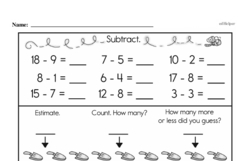First Grade Subtraction Worksheets - Subtraction within 20 Worksheet #24