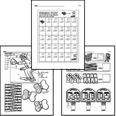 Subtraction - Two-Digit Subtraction Mixed Math PDF Workbook for First Graders