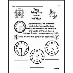 First Grade Time Worksheets - Time to the Half-Hour Worksheet #10