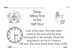 First Grade Time Worksheets - Time to the Half-Hour Worksheet #10
