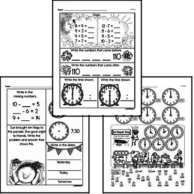 Time - Time to the Half-Hour Workbook (all teacher worksheets - large PDF)