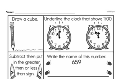 First Grade Time Worksheets - Time to the Hour Worksheet #4