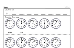 First Grade Time Worksheets - Time to the Nearest Five Minutes Worksheet #1