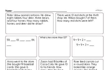 First Grade Word Problem Worksheets Edhelper Com