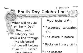 1st grade: Earth Day and Caring for Earth Math Challenge Workbook