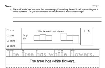 1st grade: Earth Day Reading Comprehension Workbook with Math