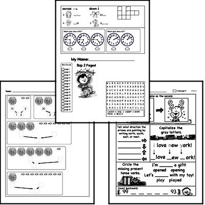 December Fun Packets - Small 5-7 Page Worksheets<BR>Use for homework, in the classroom, or for fast finishers.