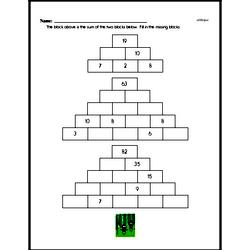 Addition Pyramid Puzzle Problem Worksheet (Easier)