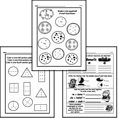 Fractions - Fractions and Parts of a Whole Workbook (all teacher worksheets - large PDF)