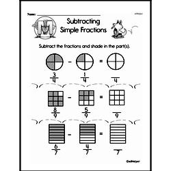Fractions - Subtracting Fractions Mixed Math PDF Workbook for Second Graders