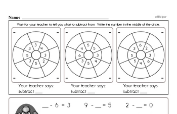 Mad Minute Timed Subtraction Math Drill Pages for Second Graders (Subtraction of -2 to -9)