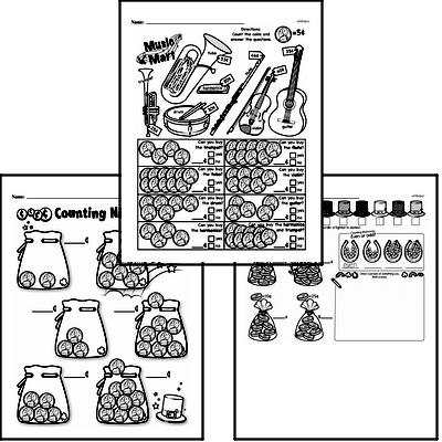 Money Math - Adding Groups of Coins Mixed Math PDF Workbook for Second Graders