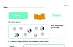 Second Grade Money Math Worksheets - Dimes Worksheet #9