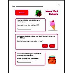 second grade money math worksheets money word problems edhelper com