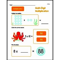 Multiplication - Multi-Digit Multiplication Mixed Math PDF Workbook for Second Graders