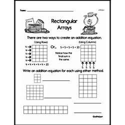 second grade multiplication worksheets multiplication within 25 and rectangular arrays edhelper com