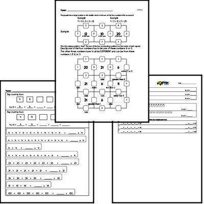 Multiplication - Multiplication within 25 and Rectangular Arrays Workbook (all teacher worksheets - large PDF)