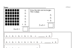 Second Grade Multiplication Worksheets - Multiplication within 25 and Rectangular Arrays Worksheet #1