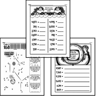 Number Sense - Multi-Digit Numbers Mixed Math PDF Workbook for Second Graders