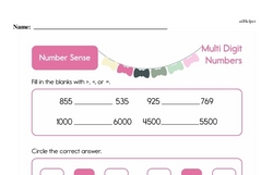 Second Grade Number Sense Worksheets - Multi-Digit Numbers Worksheet #7