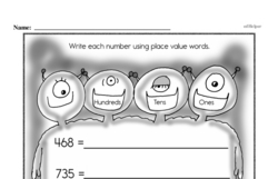 Second Grade Number Sense Worksheets - Three-Digit Numbers Worksheet #8
