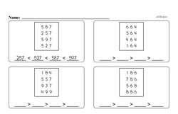 Second Grade Number Sense Worksheets - Three-Digit Numbers Worksheet #1