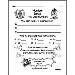 second grade number sense worksheets two digit numbers