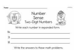 Second Grade Number Sense Worksheets - Two-Digit Numbers Worksheet #132
