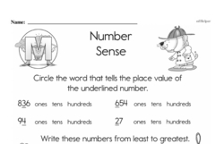 Second Grade Number Sense Worksheets Worksheet #3