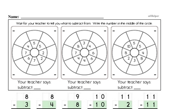 Subtraction Facts Mad Minute Worksheets (subtraction of 2 to 12)