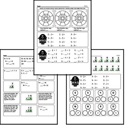 Subtraction Facts Mad Minute Worksheets (subtraction of 2 to 9)