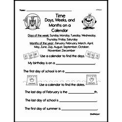Second Grade Time Worksheets - Days, Weeks and Months on a Calendar Worksheet #8
