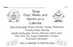 Second Grade Time Worksheets - Days, Weeks and Months on a Calendar Worksheet #8