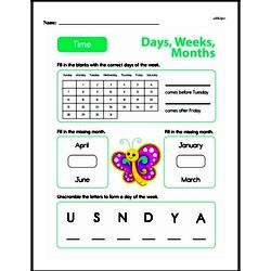 Second Grade Time Worksheets - Days, Weeks and Months on a Calendar Worksheet #9