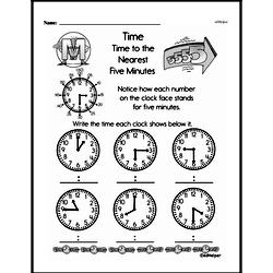 Second Grade Time Worksheets - Time to the Nearest Five Minutes Worksheet #9