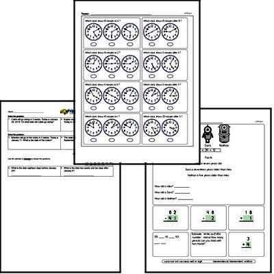 Time Mixed Math PDF Workbook for Second Graders