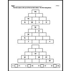 Challenging Addition Pyramid Puzzle Problem Worksheet