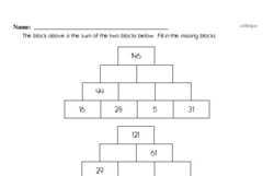 Challenging Addition Pyramid Puzzle Problem Worksheet